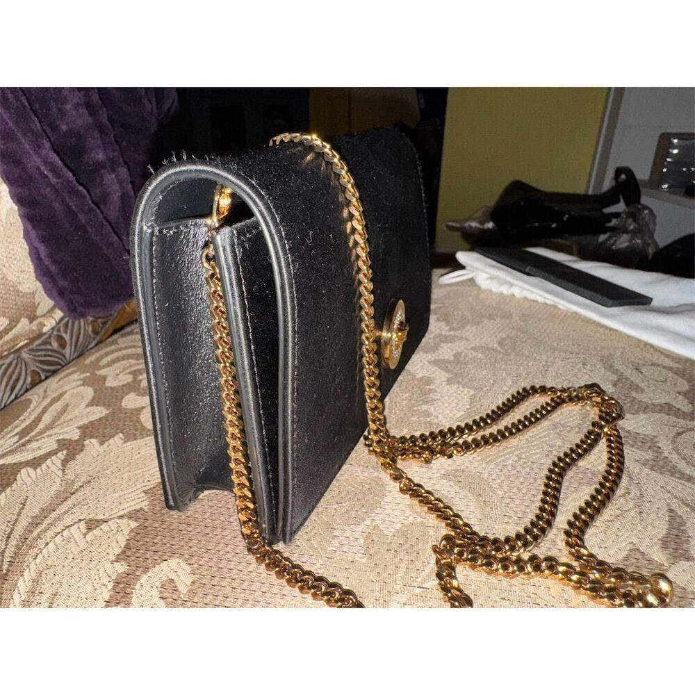 Versace Women's Black Silk Clutch Crossbody Bag with Medusa Emblem - Picture 6 of 14